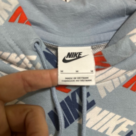RARE Nike VTG 90s Multicolor NIKE Logo Pattern Hoodie Size M - Picture 6 of 6